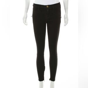 CURRENT ELLIOTT Suede Straight Leg Ankle Zip Pants Black Size 27 NWOT